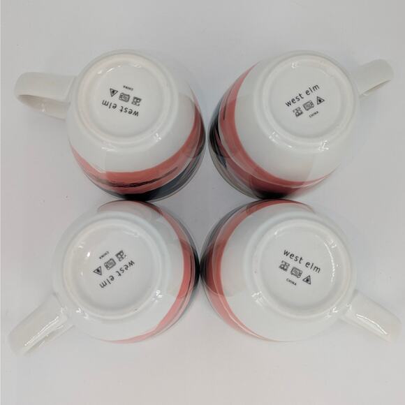 West Elm Ceramic Mug Set Abstract Brushstroke Teal Pink Gold Coffee Tea Cup - Picture 9 of 10